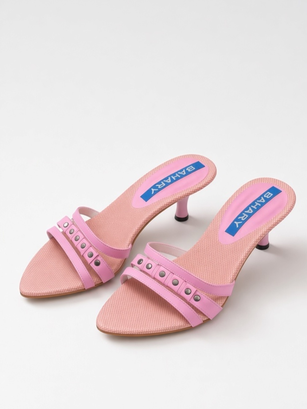 Vintage Bahary Pink 3-strap kitten heels Size 6
